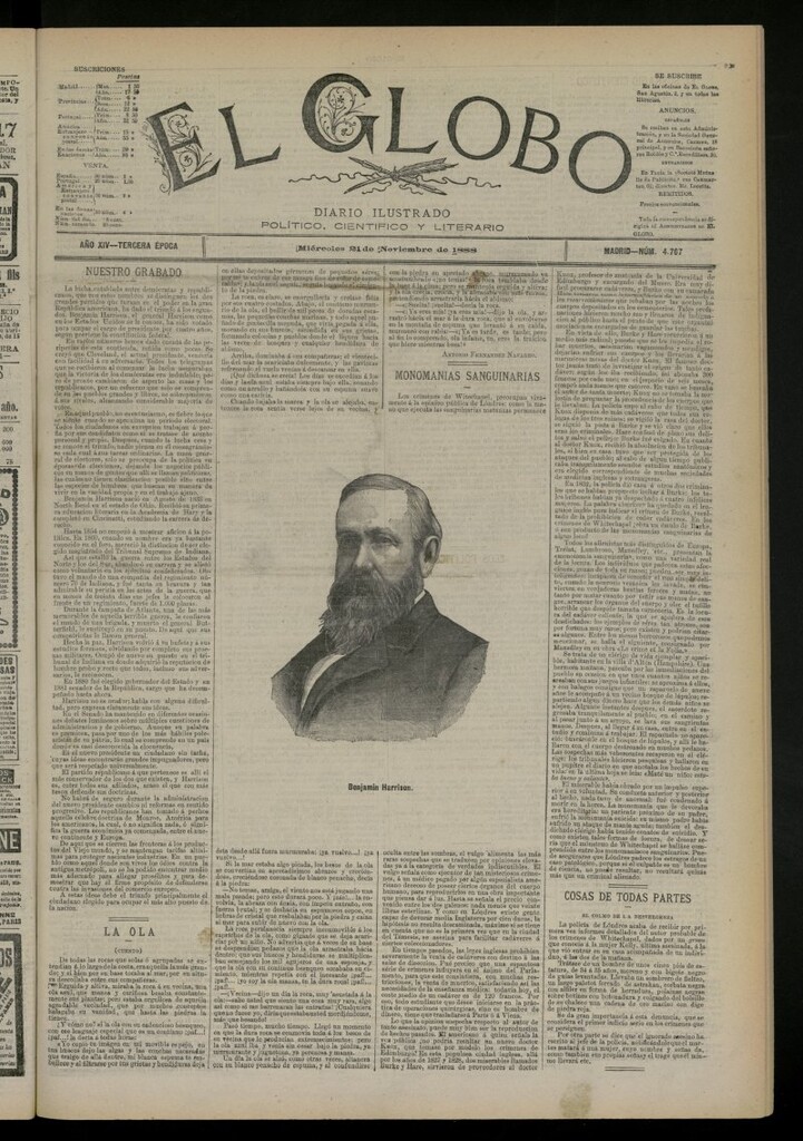 Miniatura de El Globo : diario ilustrado del 21 de noviembre de 1888, nº 4767