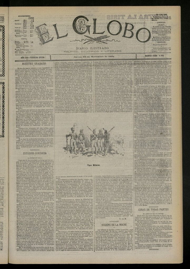 Miniatura de El Globo : diario ilustrado del 22 de noviembre de 1888, nº 4768