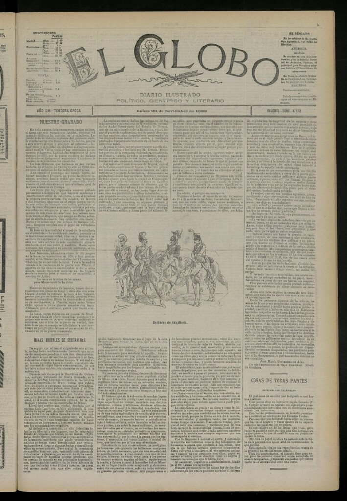 Miniatura de El Globo : diario ilustrado del 26 de noviembre de 1888, nº 4772