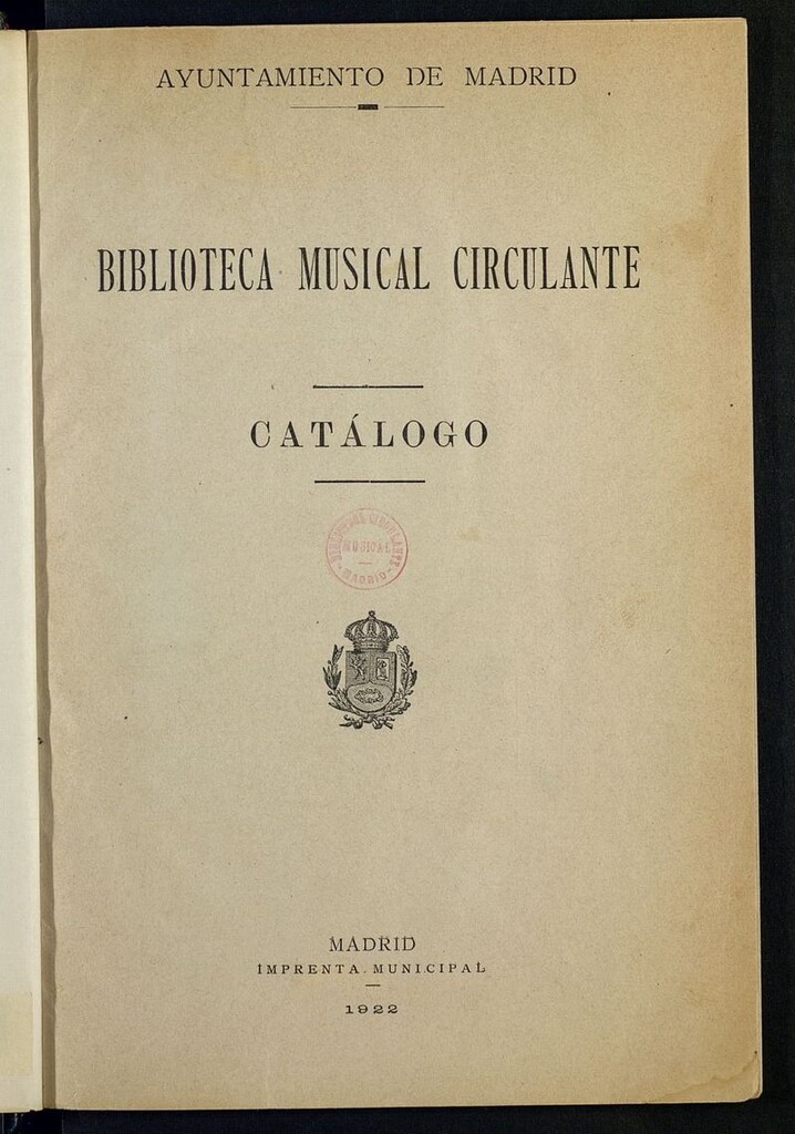 Miniatura de Biblioteca Musical Circulante: catálogo de 1922
