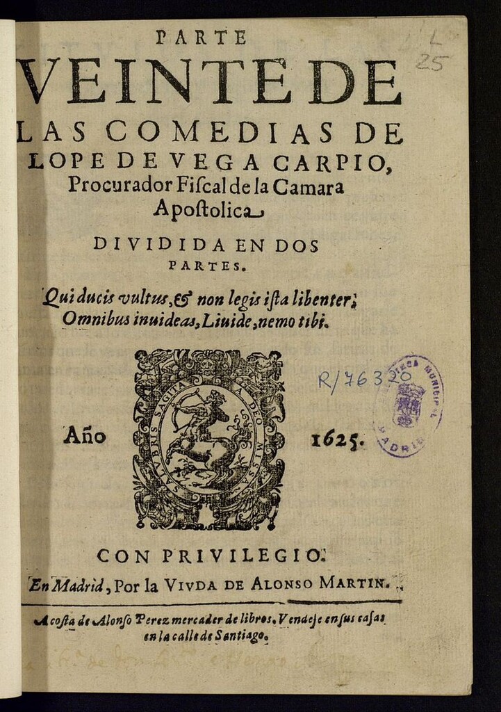 Miniatura de Parte veinte de las comedias de Lope de Vega Carpio