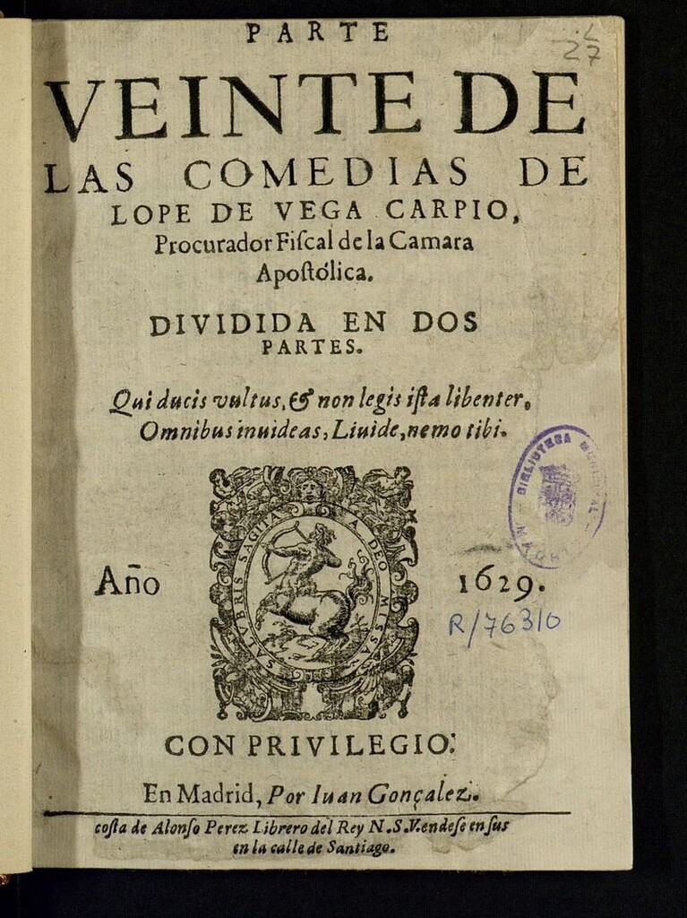 Miniatura de Parte veinte de las comedias de Lope de Vega Carpio