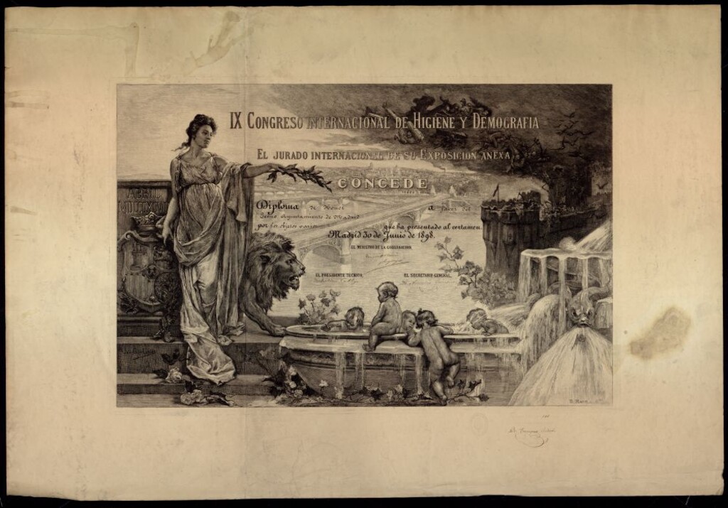 Miniatura de Diploma del IX Congreso Internacional de Higiene y Demografía