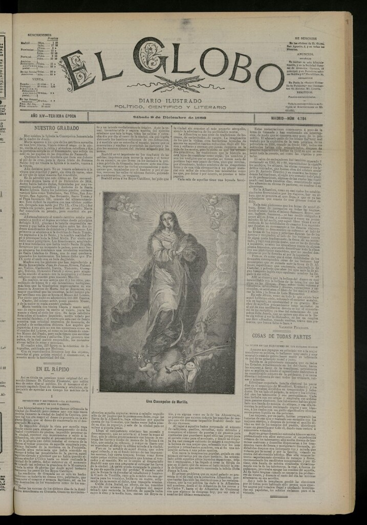 Miniatura de El Globo : diario ilustrado del 8 de diciembre de 1888, nº 4784