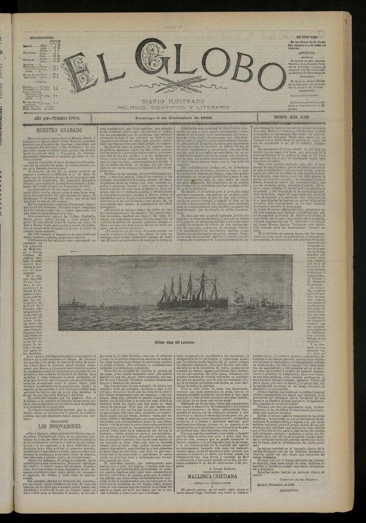 Miniatura de El Globo : diario ilustrado del 9 de diciembre de 1888, nº 4785