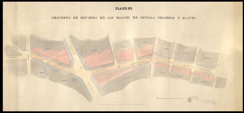 Miniatura de Proyecto de reforma de las calles de Sevilla, Peligros (antes Antonio Ruiz de Salces) y Clavel (ant. Altamira)