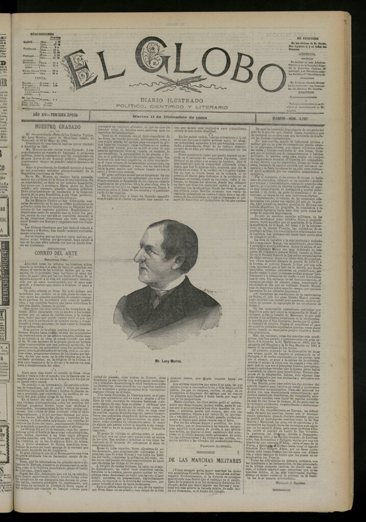 Miniatura de El Globo : diario ilustrado del 11 de diciembre de 1888, nº 4787