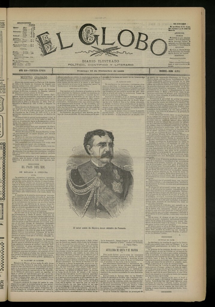 Miniatura de El Globo : diario ilustrado del 16 de diciembre de 1888, nº 4792