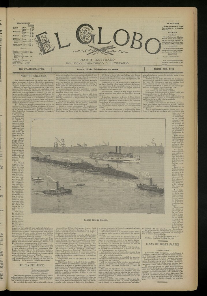 Miniatura de El Globo : diario ilustrado del 17 de diciembre de 1888, nº 4793