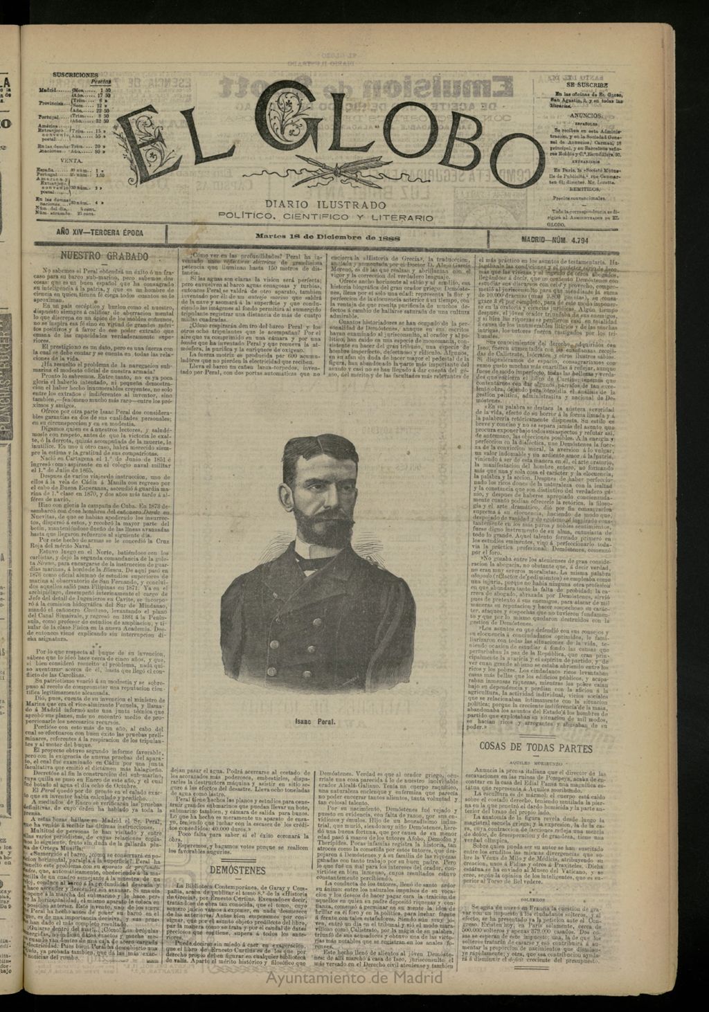Miniatura de El Globo : diario ilustrado del 18 de diciembre de 1888, nº 4794