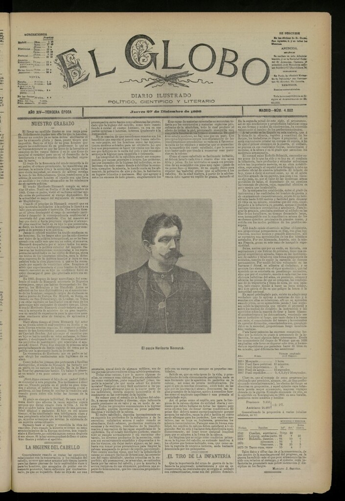 Miniatura de El Globo : diario ilustrado del 27 de diciembre de 1888, nº 4802