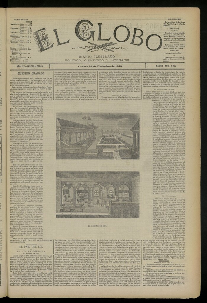 Miniatura de El Globo : diario ilustrado del 28 de diciembre de 1888, nº 4803
