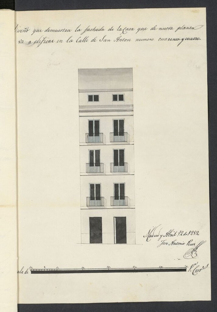 Miniatura de Licencia Don Manuel Núñez, para construir en calle de San Antón, nº 44 y 27, manzana 323 (hoy calle Pelayo)