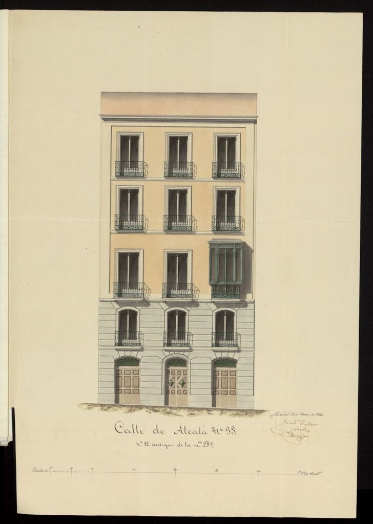 Miniatura de Licencia a D. Miguel Pérez Fernández demoler y edificar de nueva planta en la calle Alcalá 33, manzana 289