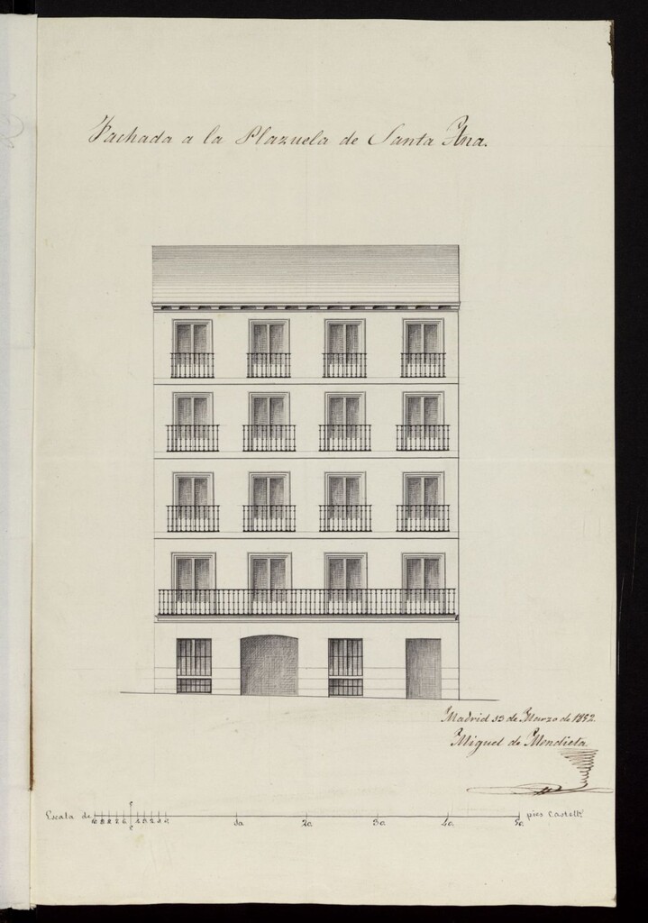 Miniatura de Licencia a D. Ceferino Lozano y Guajardo, para construir piso 4º Plazuela de Sta. Ana, nº 3, manzana 212