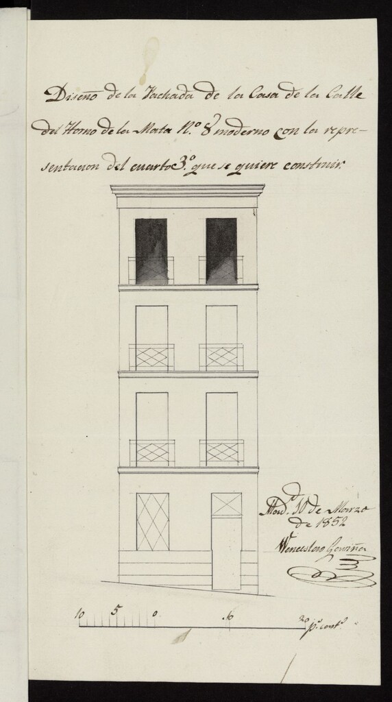 Miniatura de Licencia a D. Pedro Bermúdez, para construir piso 3º  calle Horno de la Mata, nº 8