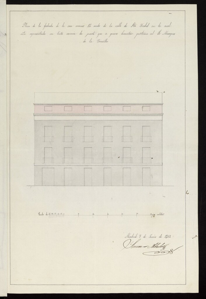 Miniatura de Licencia al Marqués de la Torrecilla, para construir Sotabanco calle de Sta. Isabel, nº 12, manzana 25