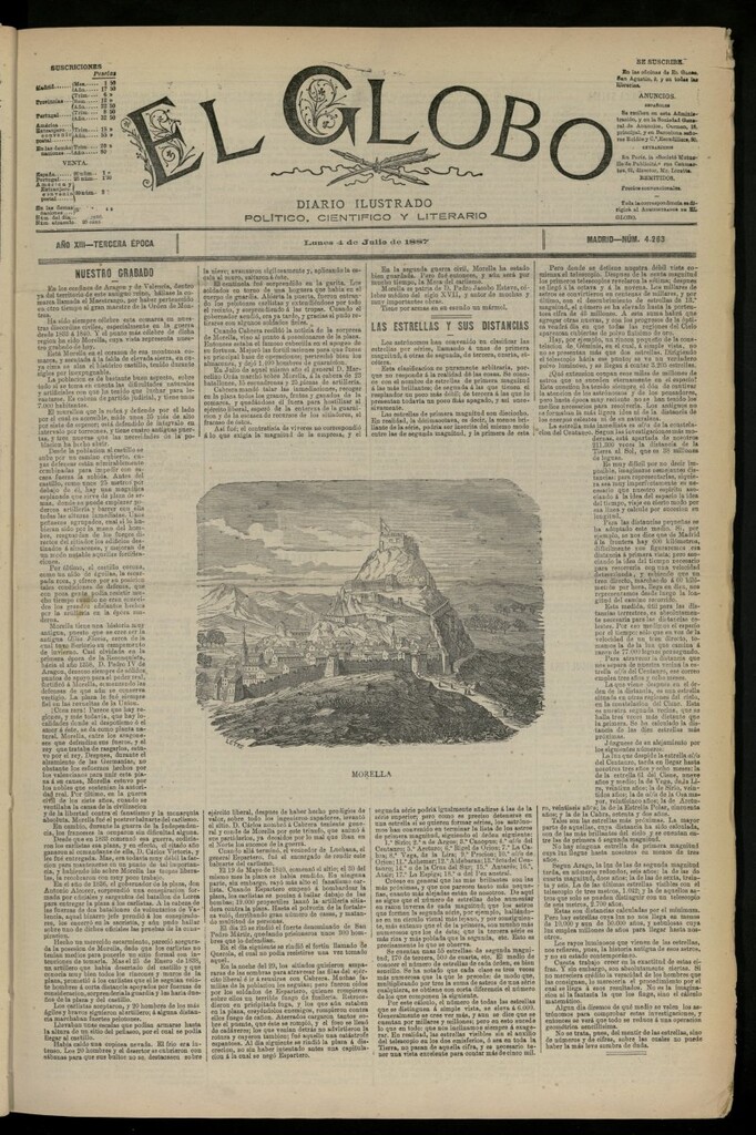 Miniatura de El Globo : diario ilustrado del 4 de julio de 1887, nº 4263