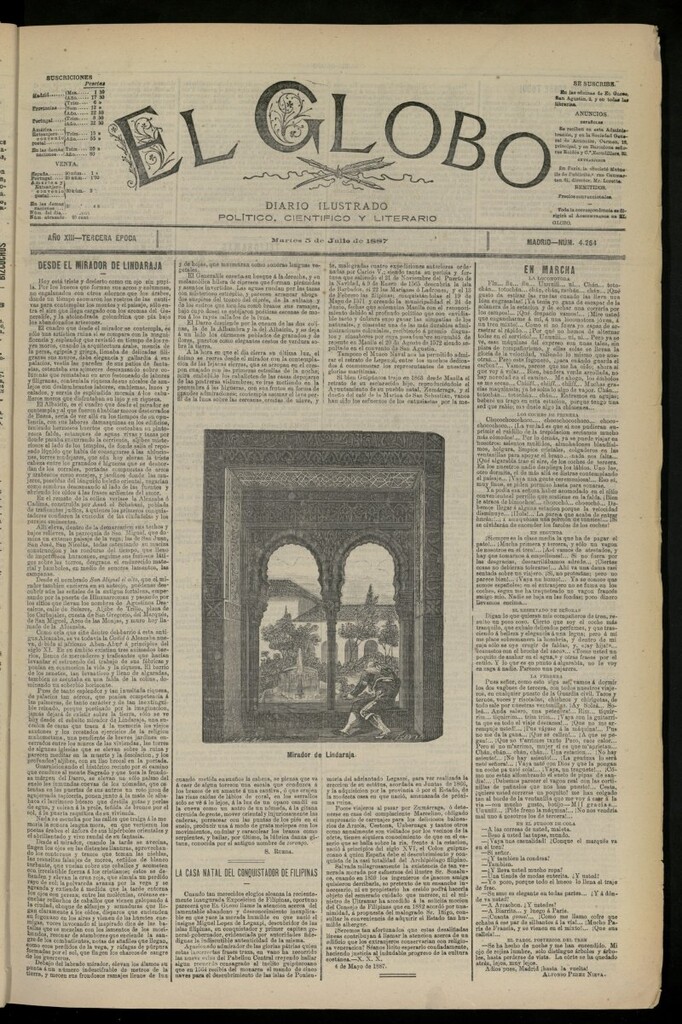 Miniatura de El Globo : diario ilustrado del 5 de julio de 1887, nº 4264