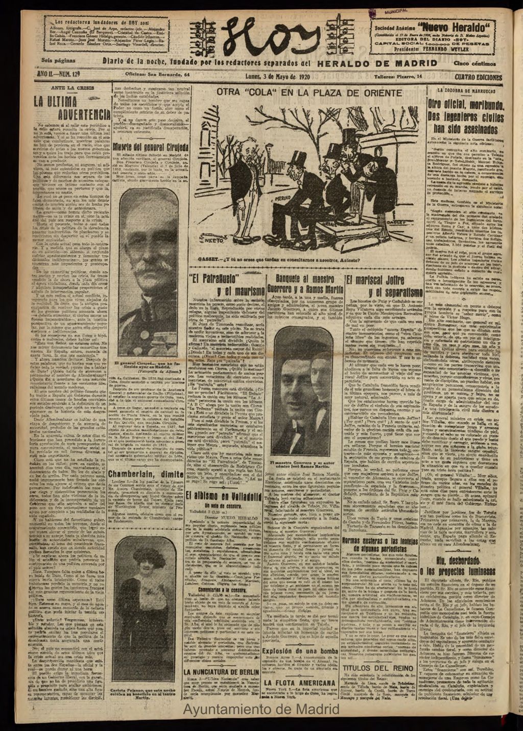 Miniatura de Hoy del 3 de mayo de 1920