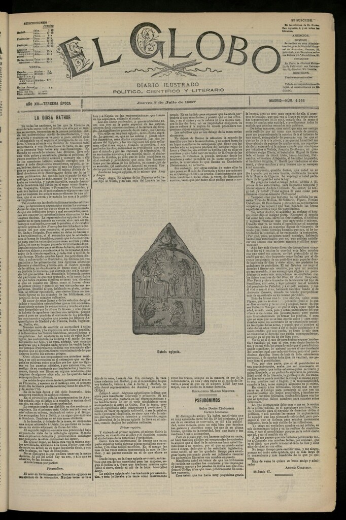 Miniatura de El Globo : diario ilustrado del 7 de julio de 1887, nº 4266