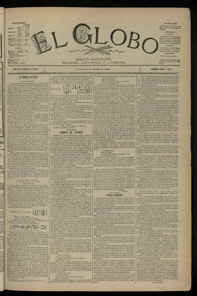 Miniatura de El Globo : diario ilustrado del 8 de julio de 1887, nº 4267