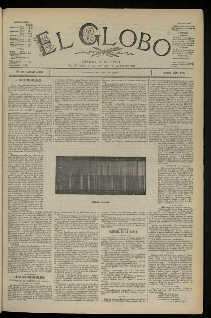 Miniatura de El Globo : diario ilustrado del 11 de julio de 1887, nº 4270