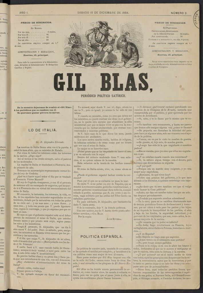 Miniatura de Gil Blas del 10 de diciembre de 1864, nº 2