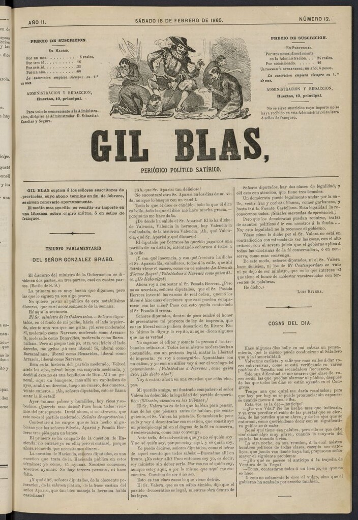 Miniatura de Gil Blas del 18 de febrero de 1865, nº 12