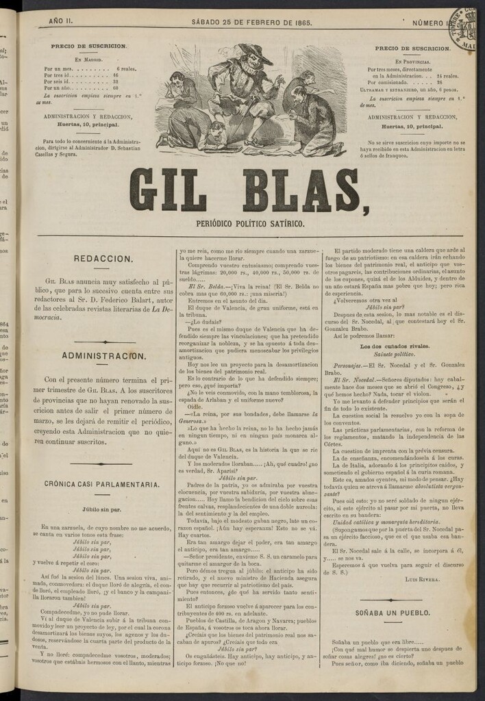 Miniatura de Gil Blas del 25 de febrero de 1865, nº 13