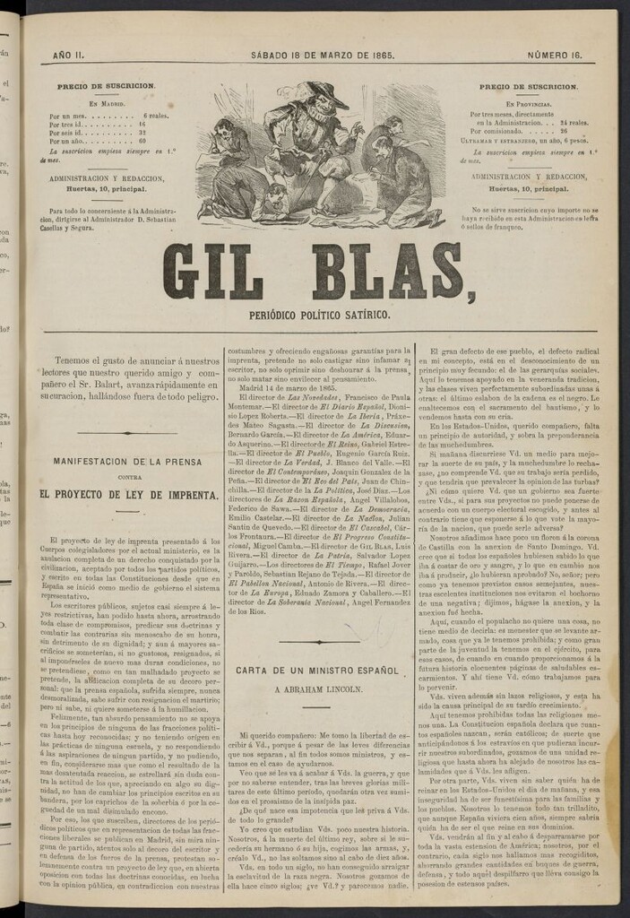 Miniatura de Gil Blas del 18 de marzo de 1865, nº 16