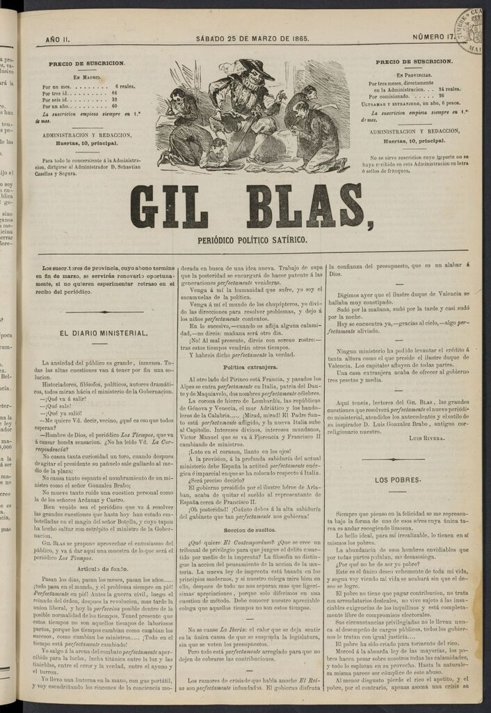 Miniatura de Gil Blas del 25 de marzo de 1865, nº 17