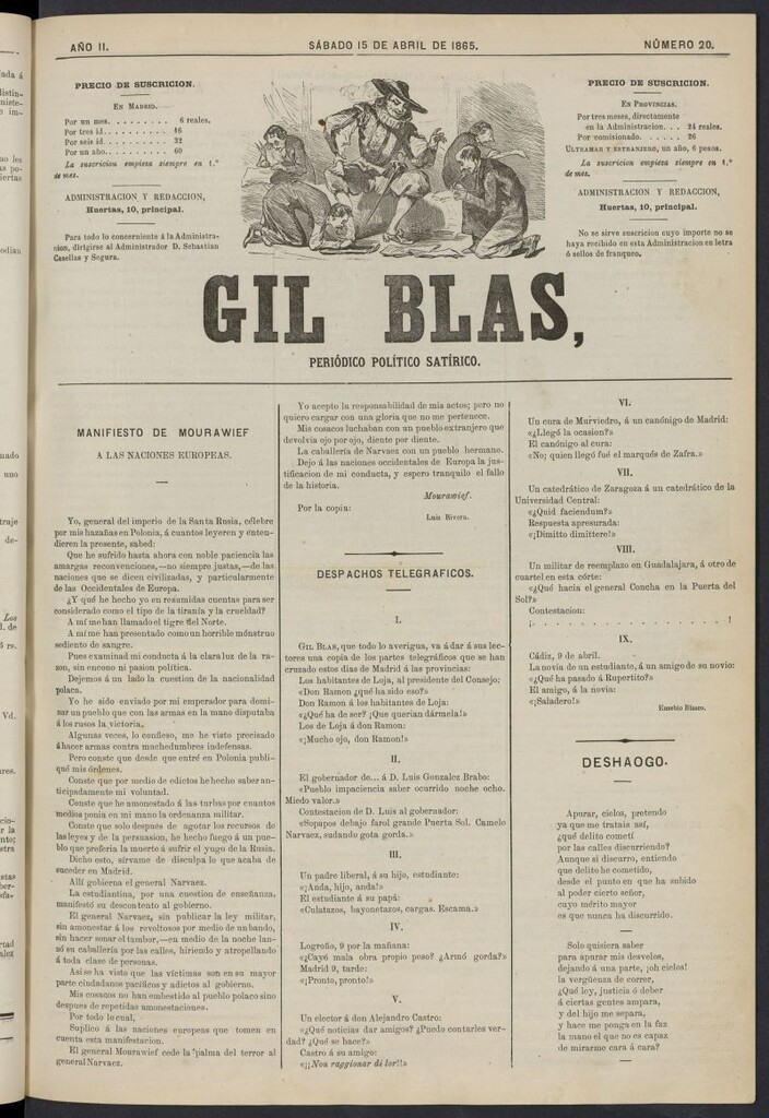 Miniatura de Gil Blas del 15 de abril de 1865, nº 20