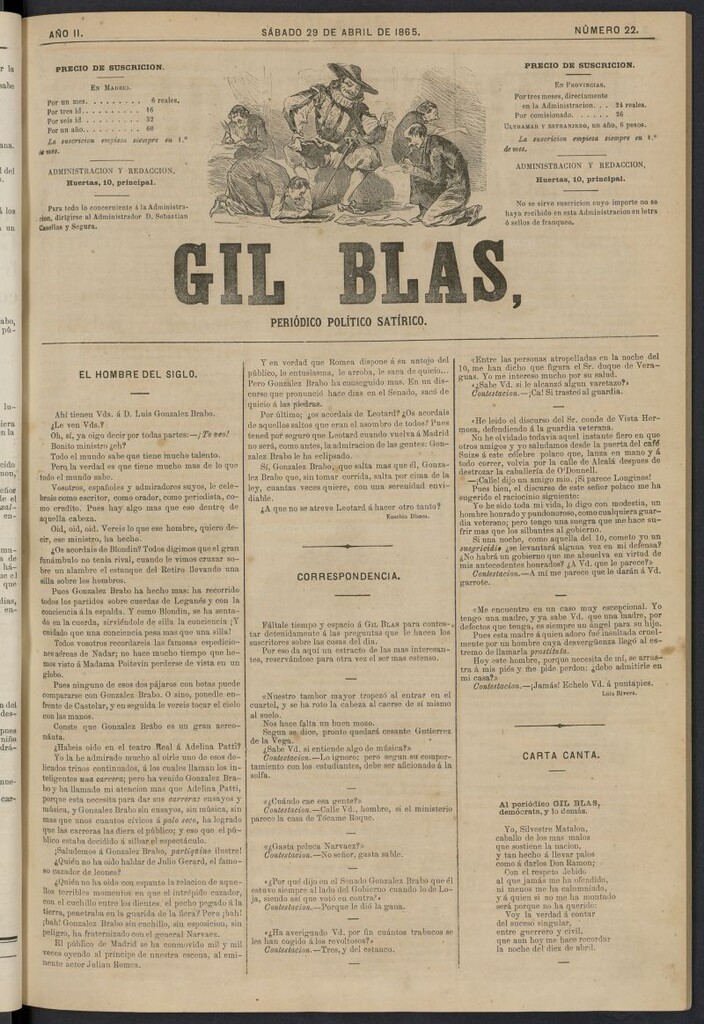 Miniatura de Gil Blas del 29 de abril de 1865, nº 22