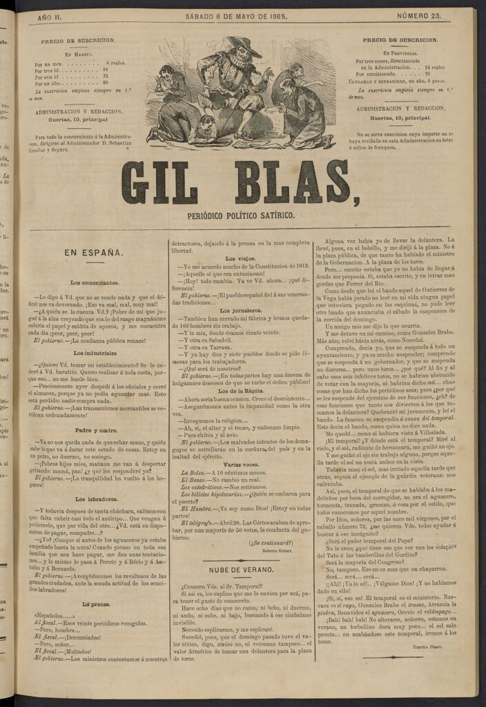 Miniatura de Gil Blas del 6 de mayo de 1865, nº 23