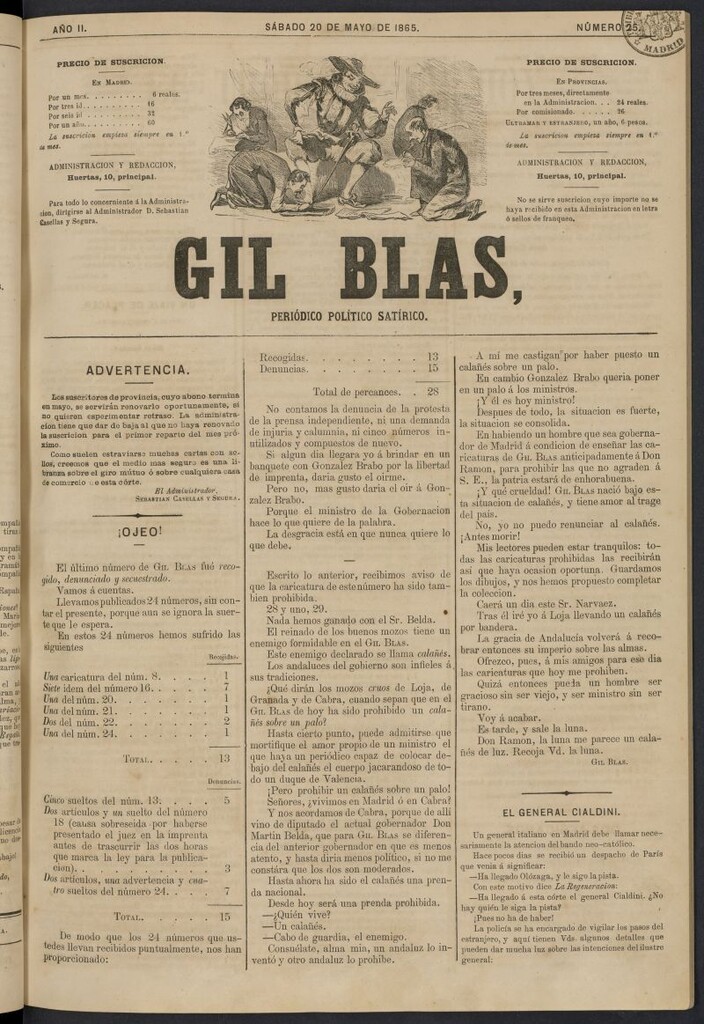 Miniatura de Gil Blas del 20 de mayo de 1865, nº 25