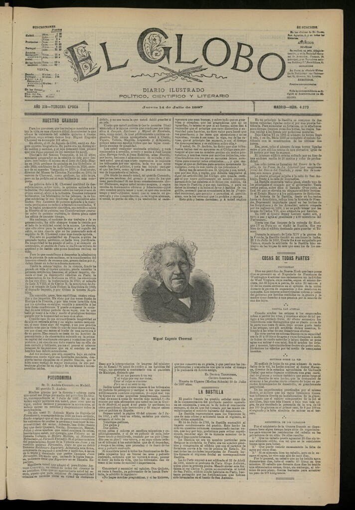 Miniatura de El Globo : diario ilustrado del 14 de julio de 1887,nº 4273