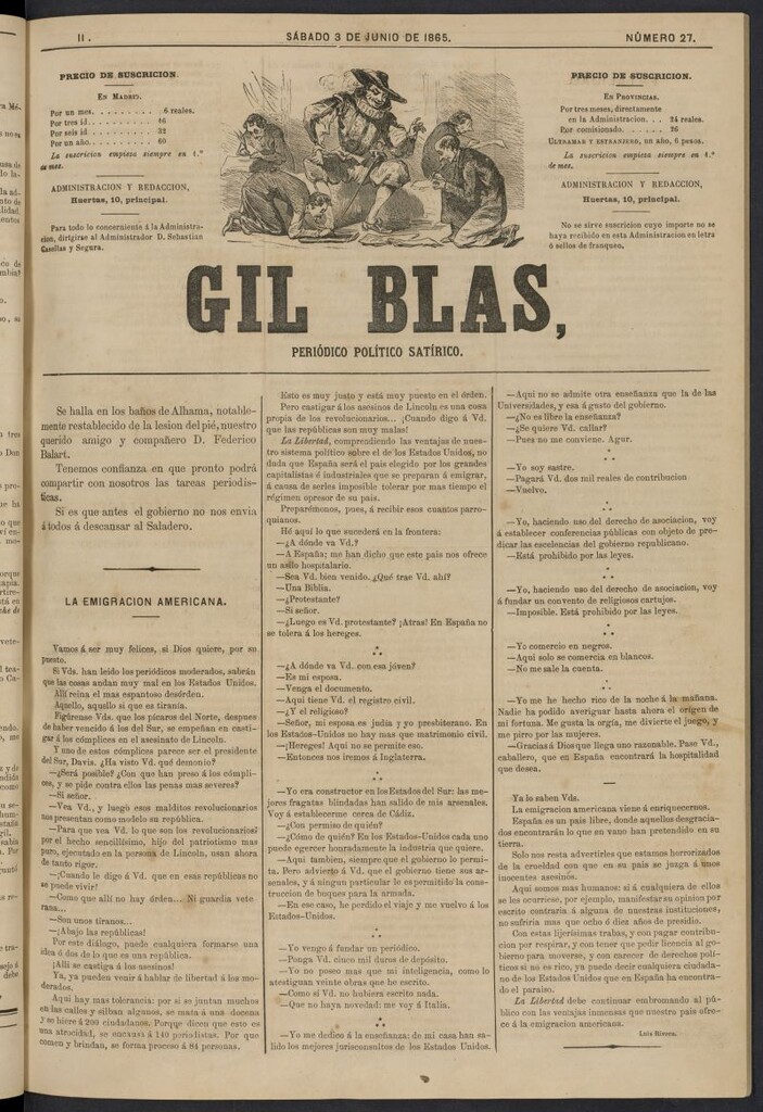 Miniatura de Gil Blas del 3 de junio de 1865, nº 27