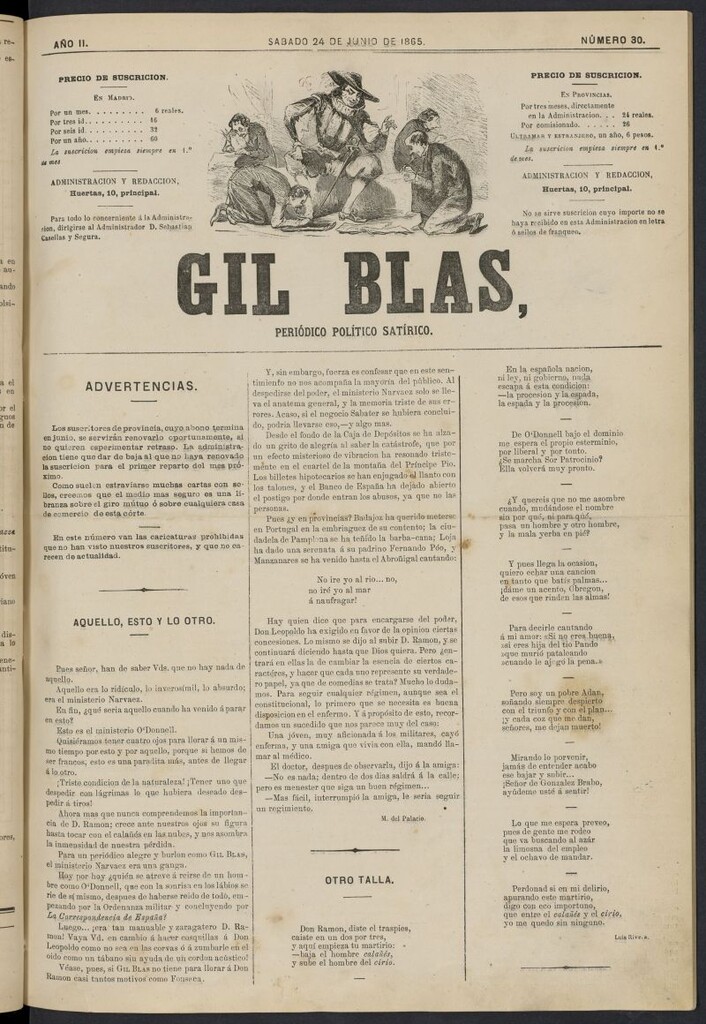 Miniatura de Gil Blas del 24 de junio de 1865, nº 30