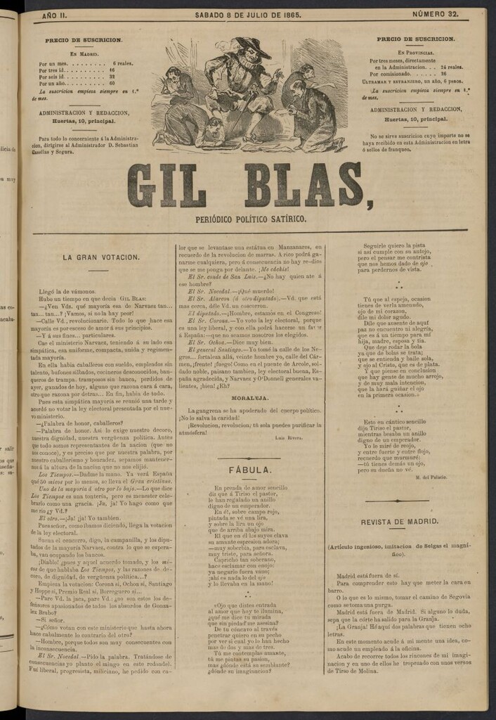 Miniatura de Gil Blas del 8 de julio de 1865, nº 32