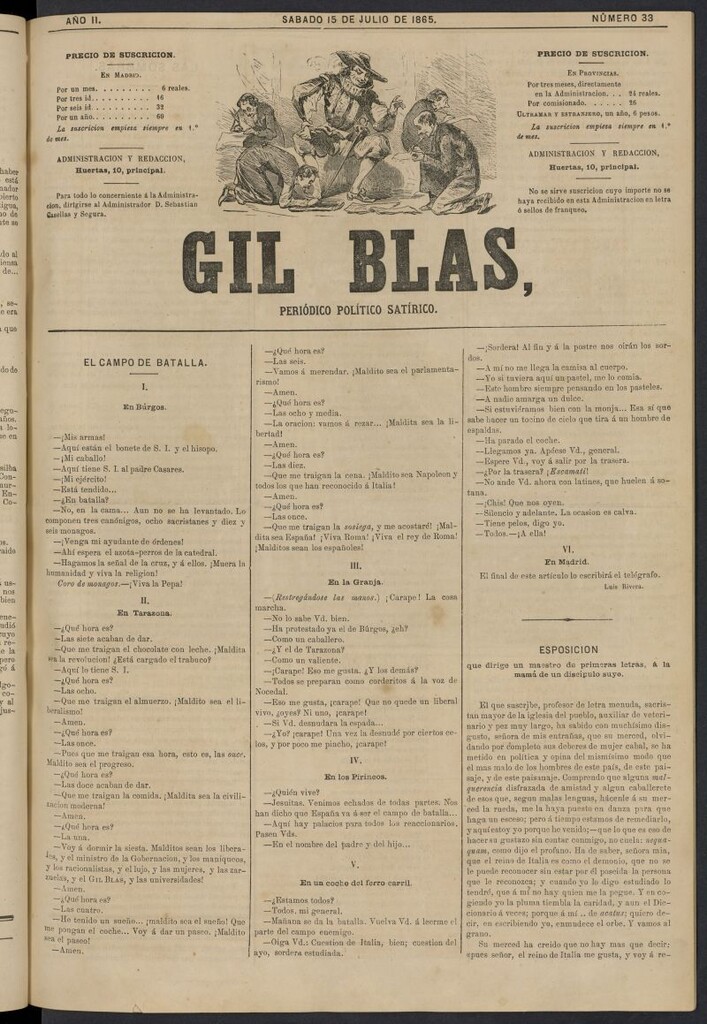 Miniatura de Gil Blas del 15 de julio de 1865, nº 33
