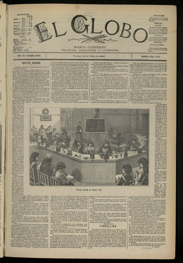 Miniatura de El Globo : diario ilustrado del 15 de julio de 1887, nº 4274
