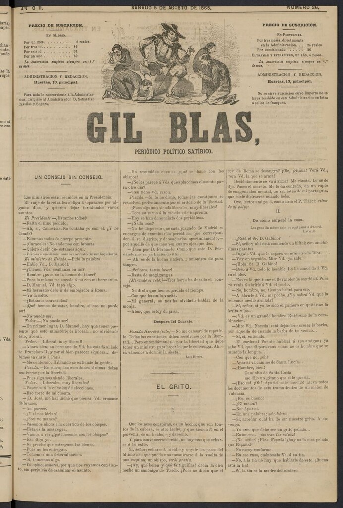 Miniatura de Gil Blas del 5 de agosto de 1865, nº 36