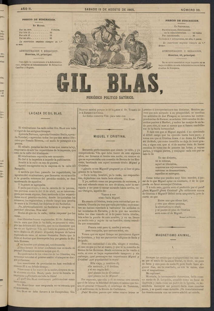 Miniatura de Gil Blas del 19 de agosto de 1865, nº 38