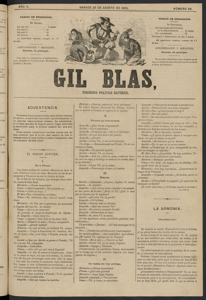 Miniatura de Gil Blas del 26 de agosto de 1865, nº 39