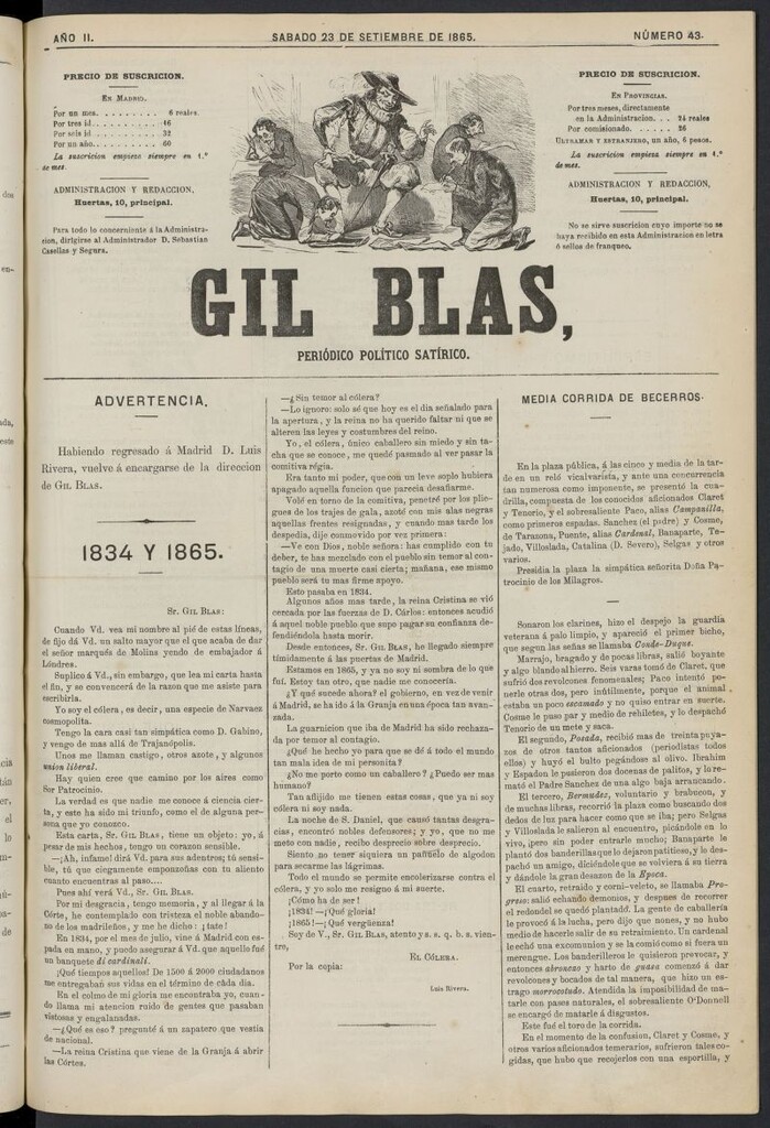 Miniatura de Gil Blas del 23 de septiembre de 1865, nº 43