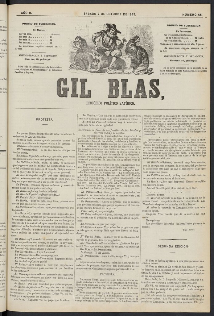 Miniatura de Gil Blas del 7 de octubre de 1865, nº 45