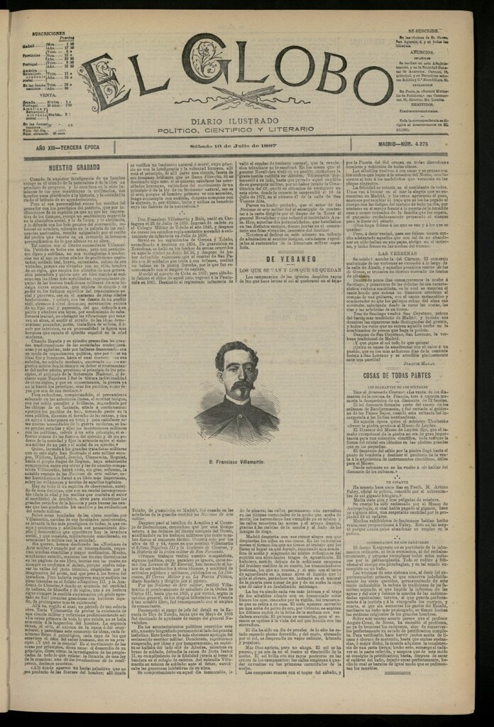 Miniatura de El Globo : diario ilustrado del 16 de julio de 1887, nº 4275
