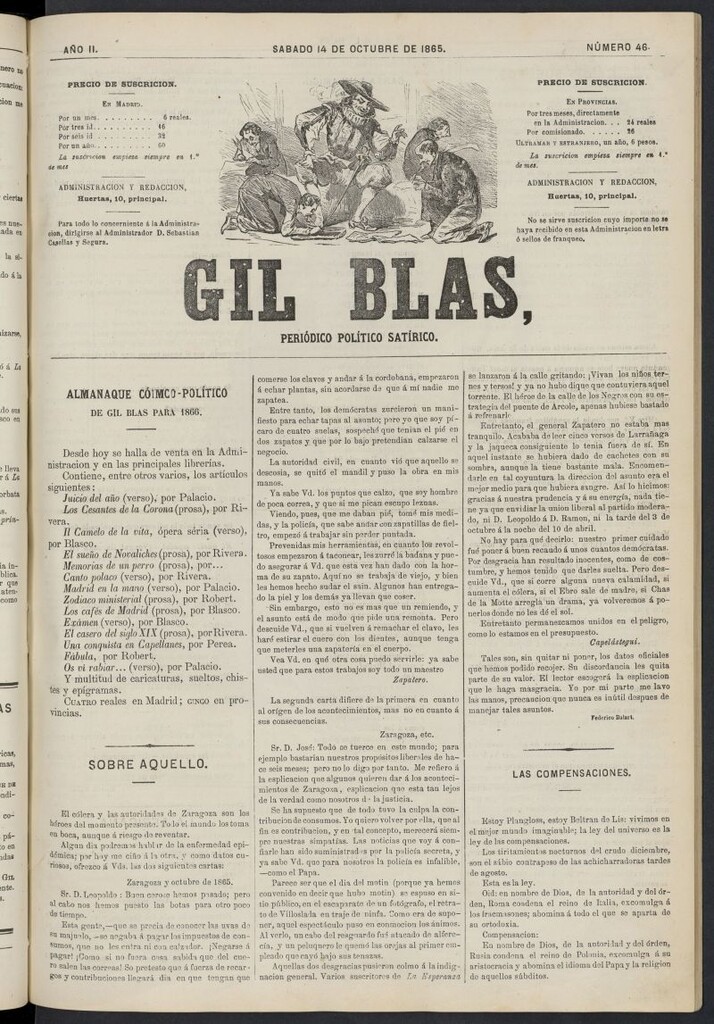 Miniatura de Gil Blas del 14 de octubre de 1865, nº 46