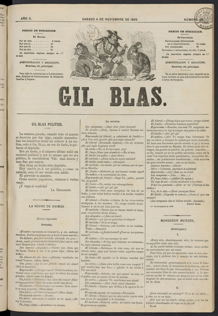 Miniatura de Gil Blas del 4 de noviembre de 1865, nº 49